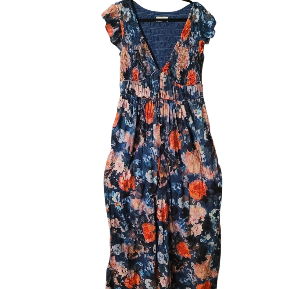 By Anthropologie Peregrine printed eyelet wide leg jumpsuit - L.        D36 - Picture 2 of 11